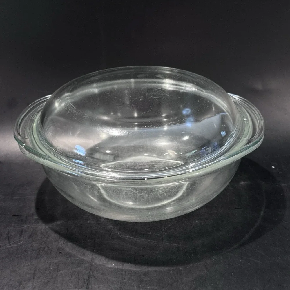 Vintage PYREX Clear Glass 2QT Covered Casserole Dish USA